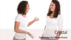  Presentation with twins kids boys newborn - Slides enhanced with 2 opinions - happy real twins girls talking background and a lemonade colored foreground