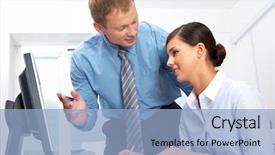  Presentation with giving a - PPT theme having 2 opinions - manager giving opinion to his background and a light blue colored foreground