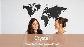  Presentation with performance reporting - Slides having 2 opinions - two girls reporters twins are background and a coral colored foreground