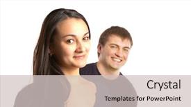  Presentation with two people talking - Presentation having 2 opinions - two young business people talking background and a  colored foreground