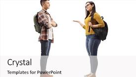  Presentation with shot - Audience pleasing slide deck consisting of 2 people dialogue - full length profile shot backdrop and a white colored foreground