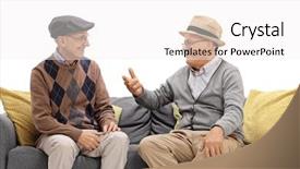  Presentation with two men on a judo - Cool new presentation theme with 2 people dialogue - two elderly men sitting backdrop and a white colored foreground