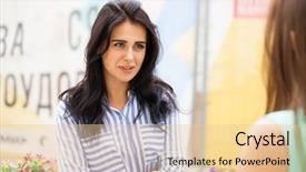  Presentation with two people talking - Slide deck featuring 2 people dialogue - two young women talking background and a lemonade colored foreground