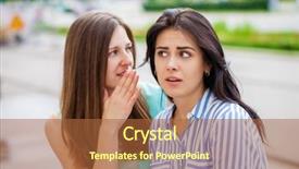  Presentation with two people talking - PPT theme with 2 people dialogue - two young women talking background and a red colored foreground