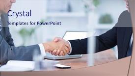  Presentation with shaking hands - Amazing presentation design having 2 people sitting - two businessmen shaking hands backdrop and a sky blue colored foreground