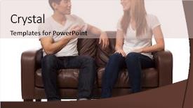  Presentation with comic couple - Audience pleasing slide set consisting of weather report prediction forecast news backdrop and a light blue colored foreground