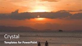  Presentation with peoples - Slide deck consisting of 2 peoples on beach and sunset background and a tawny brown colored foreground