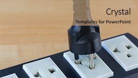  Presentation with power plug - PPT theme enhanced with 2 round power pins plug background and a coral colored foreground