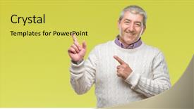  Presentation with winter - Audience pleasing slide deck consisting of 2 sides - handsome senior man wearing winter backdrop and a  colored foreground