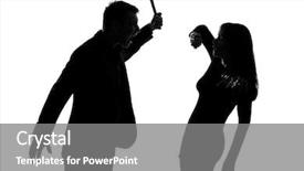  Presentation with domestic violence - Audience pleasing presentation design consisting of 2 sides issue - one caucasian couple man backdrop and a gray colored foreground