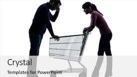  Presentation with sad woman silhouette - Presentation design having 2 sides issue - one couple woman man sad background and a white colored foreground