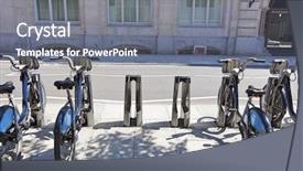  Presentation with bicycles - Amazing PPT layouts having 2 sides issue - public rental bicycles backdrop and a  colored foreground