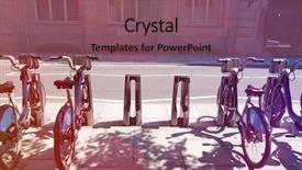  Presentation with vehicle rental and sharing - PPT layouts enhanced with 2 sides issue - public rental bicycles background and a  colored foreground