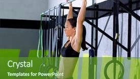  Presentation with workout - Slide set consisting of 2 takt - fitness toes to bar woman background and a tawny brown colored foreground