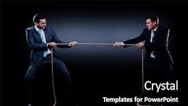  Presentation with business competition - Colorful theme enhanced with two business men pulling rope in a competition isolated on white background backdrop and a black colored foreground