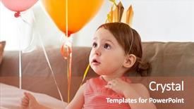  Presentation with happy birthday baby - Slides enhanced with 2 years - childhood holidays and people concept background and a red colored foreground