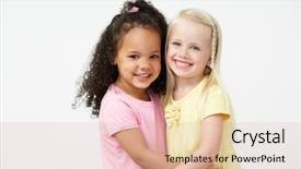  Presentation with sports table tennis two ping - Beautiful slide deck featuring 2 years - two pre school girls hugging backdrop and a lemonade colored foreground