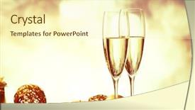  Presentation with new year - Colorful PPT layouts enhanced with 2 years anniversary - two champagne glasses against holiday backdrop and a cream colored foreground