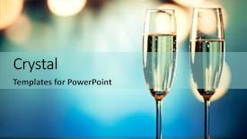  Presentation with new year - Slides having 2 years anniversary - two champagne glasses against holiday background and a arctic colored foreground