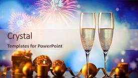  Presentation with two glasses of champagne - Colorful slides enhanced with 2 years anniversary - two champagne glasses against holiday backdrop and a lemonade colored foreground