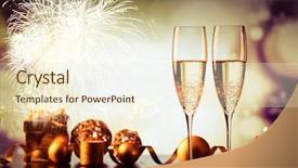 Presentation with two glasses of champagne - Colorful PPT theme enhanced with 2 years anniversary - two champagne glasses against holiday backdrop and a cream colored foreground