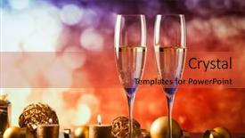  Presentation with two glasses of champagne - Amazing slide deck having 2 years anniversary - two champagne glasses against holiday backdrop and a red colored foreground