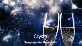  Presentation with two glasses of champagne - Colorful PPT layouts enhanced with 2 years anniversary - two champagne glasses ready backdrop and a navy blue colored foreground