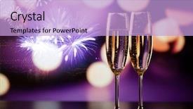  Presentation with new year - PPT layouts consisting of 2 years anniversary - two champagne glasses ready background and a light blue colored foreground