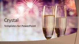  Presentation with two glasses of champagne - Slide set with 2 years anniversary - two champagne glasses ready background and a lemonade colored foreground