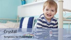  Presentation with old - Theme featuring 2 years old toddler playing background and a light blue colored foreground