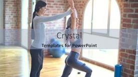  Presentation with warrior - Amazing theme having 2-young-beautiful-sportswomen-practicing backdrop and a light blue colored foreground