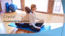  Presentation with lotus - Beautiful slide deck featuring 2-young-beautiful-sportswomen-practicing backdrop and a coral colored foreground