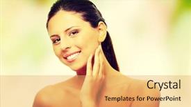  Presentation with beautiful fresh leaves water drops - Slide set consisting of abstract 1 20 - beautiful woman's face with fresh background and a  colored foreground