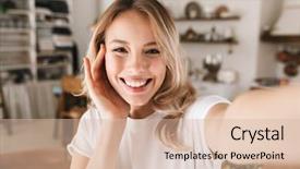  Presentation with selfie - Colorful slide set enhanced with 20 - image closeup of stylish blond backdrop and a lemonade colored foreground