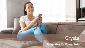  Presentation with little asian girl receiving vaccination - PPT theme with 20 - image of brunette asian girl background and a coral colored foreground