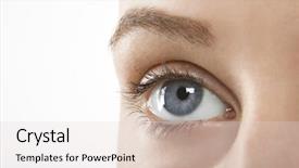  Presentation with blue - Amazing PPT theme having 20 20 vision - detailed image of young woman backdrop and a lemonade colored foreground