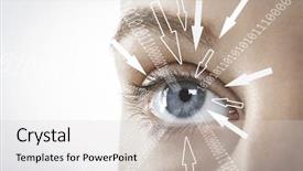  Presentation with blue - Amazing presentation theme having 20 20 vision - detailed image of young woman backdrop and a light gray colored foreground