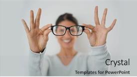  Presentation with glasses - PPT theme enhanced with 20 20 vision - isolated portrait of playful attractive background and a light gray colored foreground