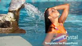  Presentation with indonesia - Beautiful presentation featuring 20-25 years woman portrait playing in swimming pool at exotic surrounding bali indonesia backdrop and a ocean colored foreground