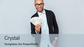  Presentation with african american doctors - Slide deck with 20 dollar bill - cheerful african american young man background and a light blue colored foreground