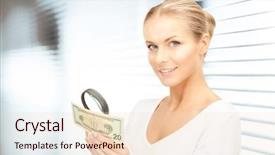  Presentation with magnifying glass - Slide deck consisting of physics gravitational waves - gravitaional wave burst computer generated background and a teal colored foreground