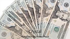  Presentation with floating dollar bills - Beautiful PPT theme featuring 20 dollar bills cash currency backdrop and a mint green colored foreground