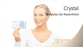  Presentation with money notes - PPT theme consisting of 20 dollars - picture of woman with euro background and a white colored foreground
