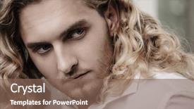  Presentation with men health - Colorful PPT theme enhanced with long curly blond hair men backdrop and a violet colored foreground