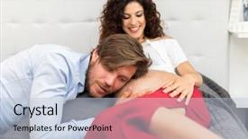  Presentation with little man baby - Amazing presentation having birth 2 years - man listening to his baby backdrop and a light blue colored foreground