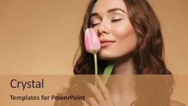  Presentation with long hair - Amazing PPT theme having 20 s lady - adorable blossom girl with natural backdrop and a  colored foreground