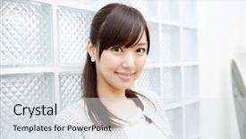  Presentation with asian american colors - Slide set consisting of 20 s lady - beautiful young woman portrait background and a  colored foreground