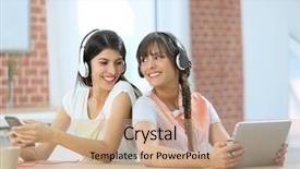  Presentation with friends - Audience pleasing presentation theme consisting of 20 years - girl friends connected each one backdrop and a  colored foreground