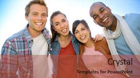  Presentation with college-campus - Colorful presentation theme enhanced with 20 years - group of students having fun backdrop and a red colored foreground