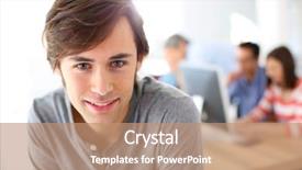  Presentation with med student in class - Amazing slide deck having 20 years - portrait of smiling student backdrop and a coral colored foreground